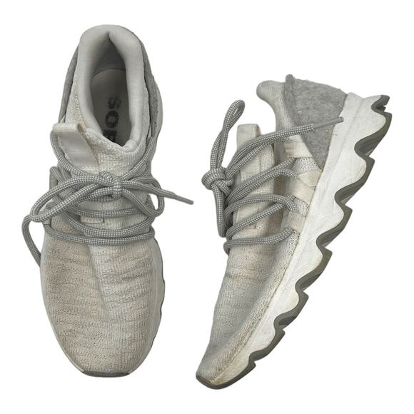 Sorel Kinetic Lace Sneakers White Gray Knit Shoes Size 7 - Picture 6 of 8